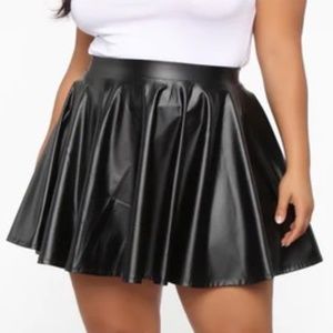 Faux Leather Skater Skirt